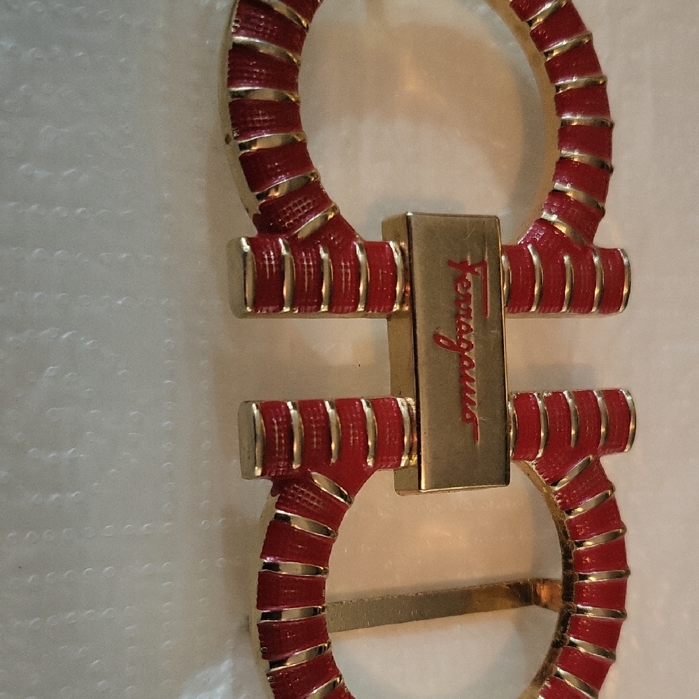 Salvatore Ferragamo Red and Gold Belt Accessory